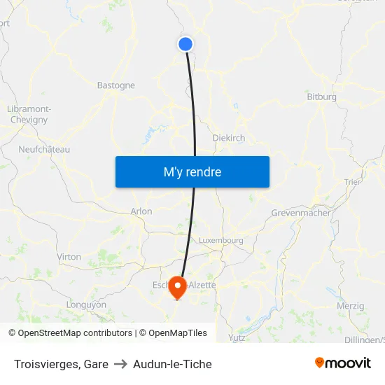 Troisvierges, Gare to Audun-le-Tiche map