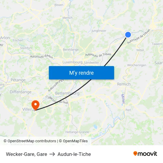 Wecker-Gare, Gare to Audun-le-Tiche map