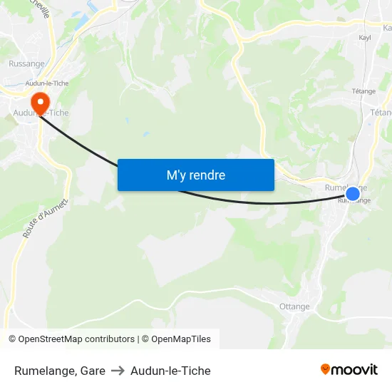 Rumelange, Gare to Audun-le-Tiche map