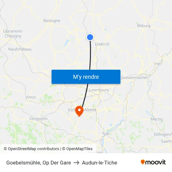 Goebelsmühle, Op Der Gare to Audun-le-Tiche map