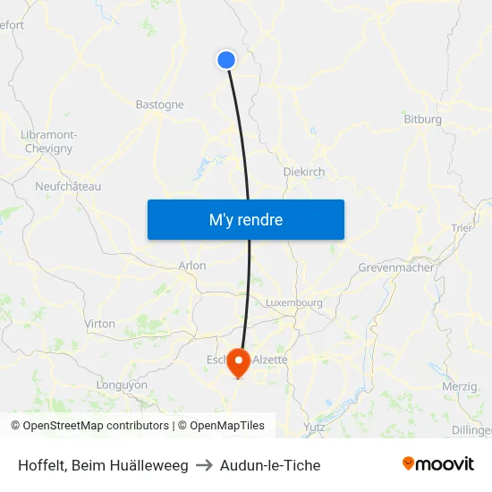 Hoffelt, Beim Huälleweeg to Audun-le-Tiche map