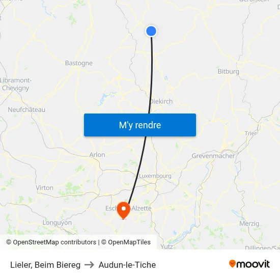 Lieler, Beim Biereg to Audun-le-Tiche map