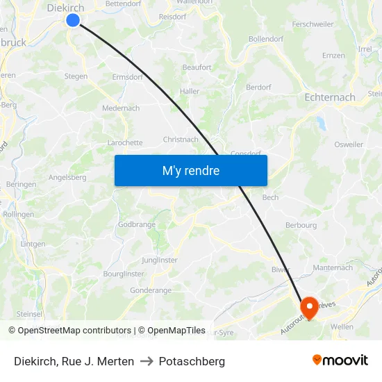 Diekirch, Rue J. Merten to Potaschberg map