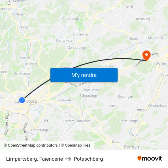 Limpertsberg, Faïencerie to Potaschberg map