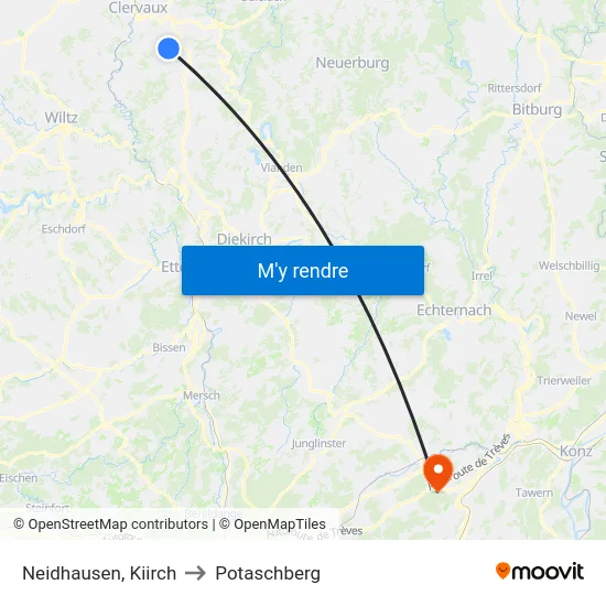 Neidhausen, Kiirch to Potaschberg map