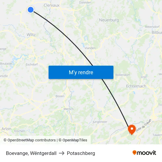 Boevange, Wëntgerdall to Potaschberg map