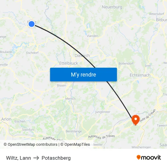 Wiltz, Lann to Potaschberg map