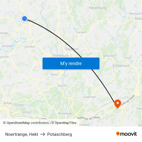 Noertrange, Hekt to Potaschberg map