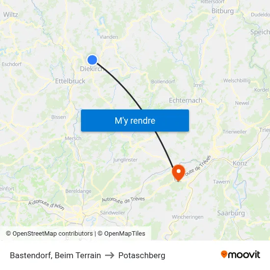 Bastendorf, Beim Terrain to Potaschberg map