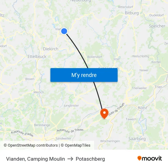 Vianden, Camping Moulin to Potaschberg map