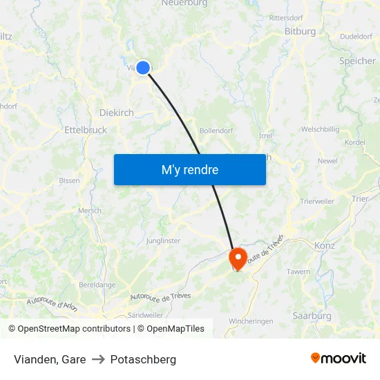 Vianden, Gare to Potaschberg map