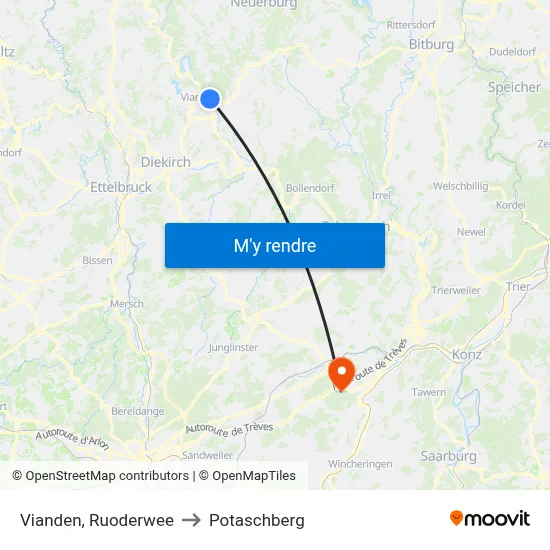 Vianden, Ruoderwee to Potaschberg map
