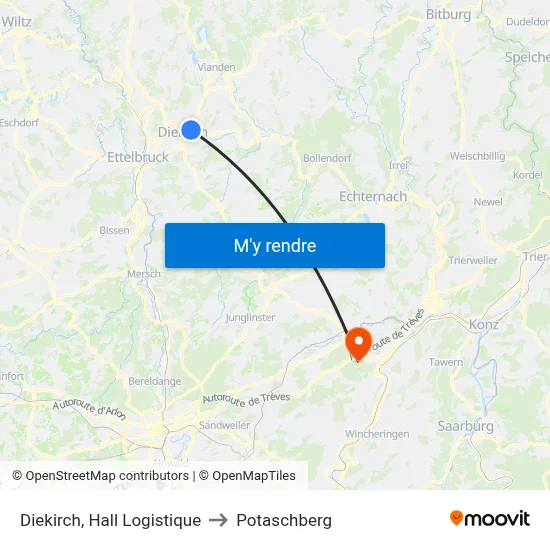 Diekirch, Hall Logistique to Potaschberg map