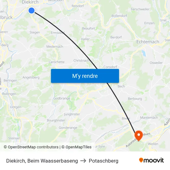Diekirch, Beim Waasserbaseng to Potaschberg map