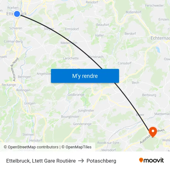 Ettelbruck, Ltett Gare Routière to Potaschberg map