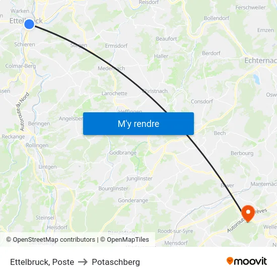 Ettelbruck, Poste to Potaschberg map