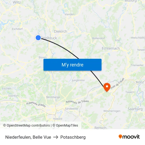 Niederfeulen, Belle Vue to Potaschberg map
