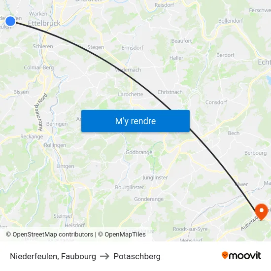 Niederfeulen, Faubourg to Potaschberg map