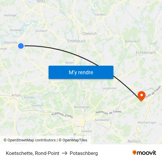 Koetschette, Rond-Point to Potaschberg map
