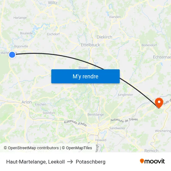 Haut-Martelange, Leekoll to Potaschberg map