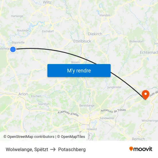 Wolwelange, Spëtzt to Potaschberg map