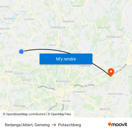 Redange/Attert, Gemeng to Potaschberg map