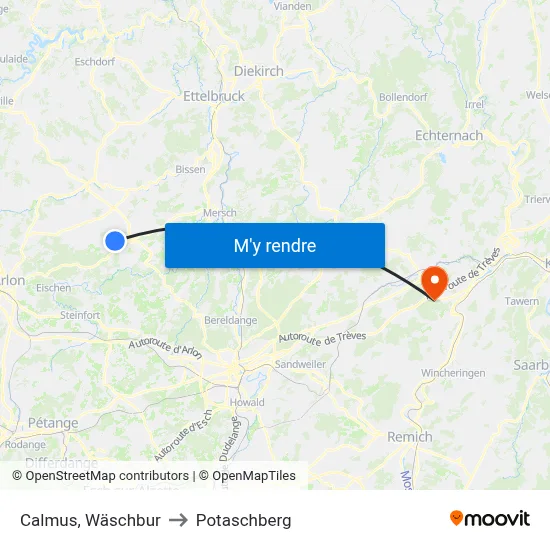 Calmus, Wäschbur to Potaschberg map