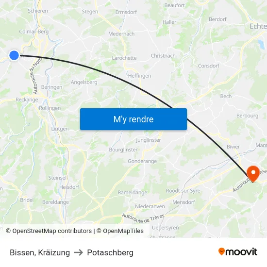 Bissen, Kräizung to Potaschberg map