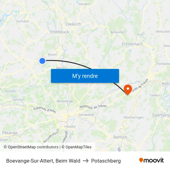 Boevange-Sur-Attert, Beim Wald to Potaschberg map