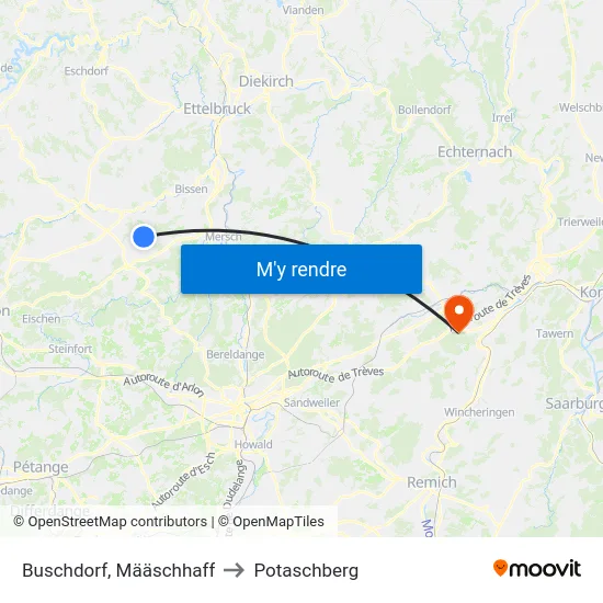 Buschdorf, Määschhaff to Potaschberg map