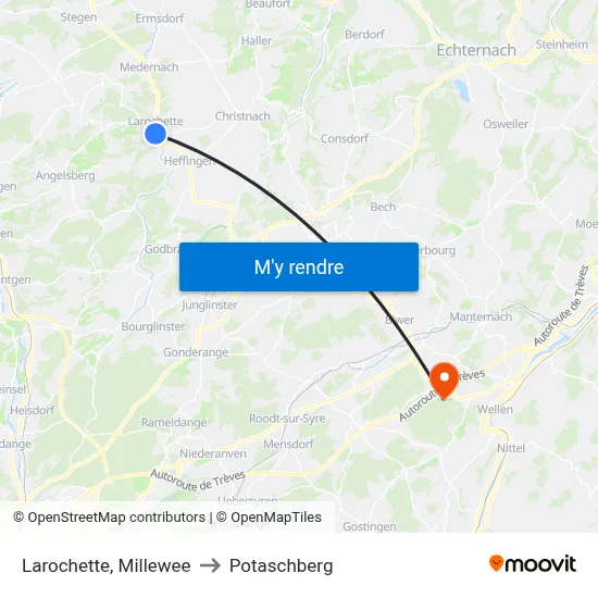 Larochette, Millewee to Potaschberg map