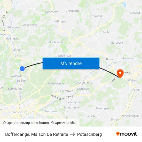 Bofferdange, Maison De Retraite to Potaschberg map