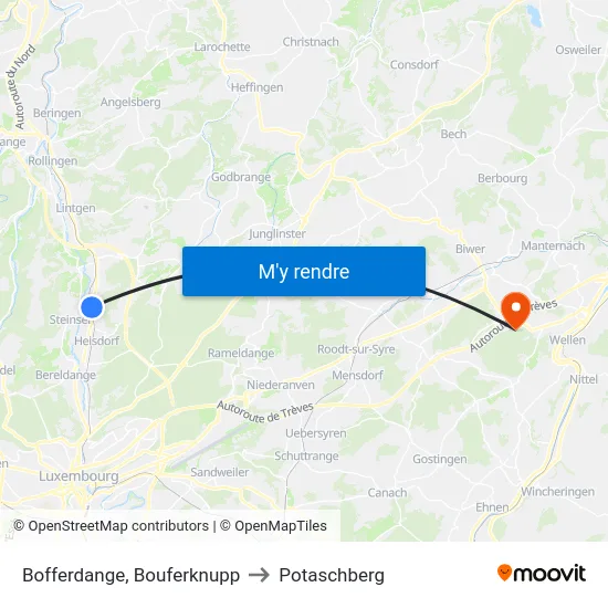 Bofferdange, Bouferknupp to Potaschberg map