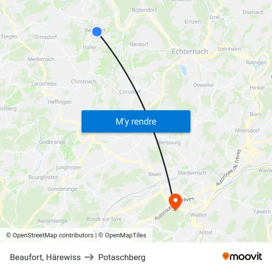 Beaufort, Härewiss to Potaschberg map