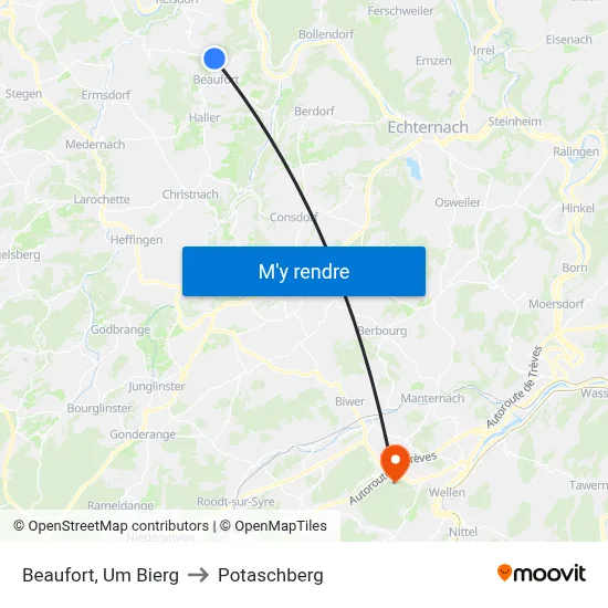Beaufort, Um Bierg to Potaschberg map
