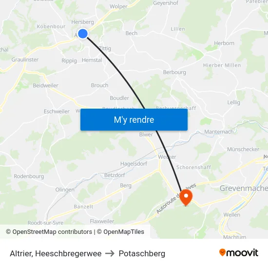 Altrier, Heeschbregerwee to Potaschberg map