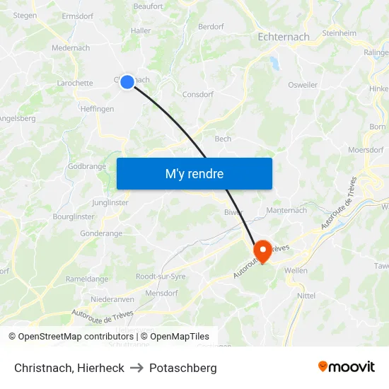 Christnach, Hierheck to Potaschberg map