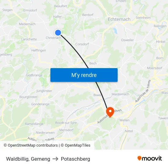 Waldbillig, Gemeng to Potaschberg map