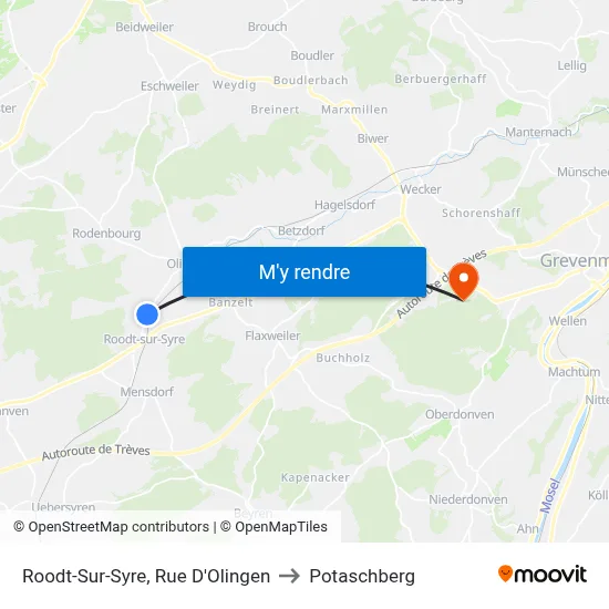Roodt-Sur-Syre, Rue D'Olingen to Potaschberg map