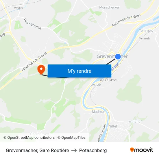 Grevenmacher, Gare Routière to Potaschberg map