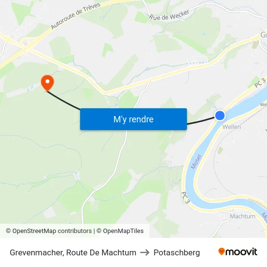 Grevenmacher, Route De Machtum to Potaschberg map