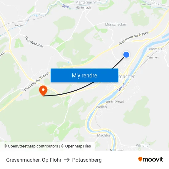 Grevenmacher, Op Flohr to Potaschberg map