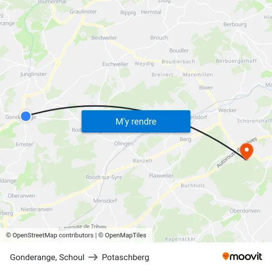 Gonderange, Schoul to Potaschberg map