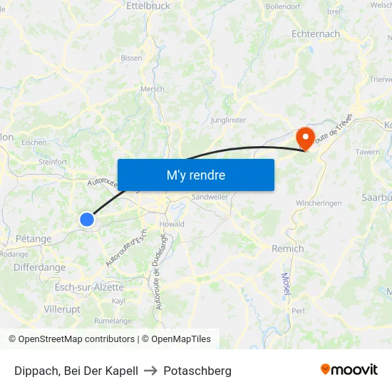 Dippach, Bei Der Kapell to Potaschberg map