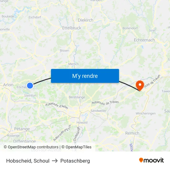 Hobscheid, Schoul to Potaschberg map