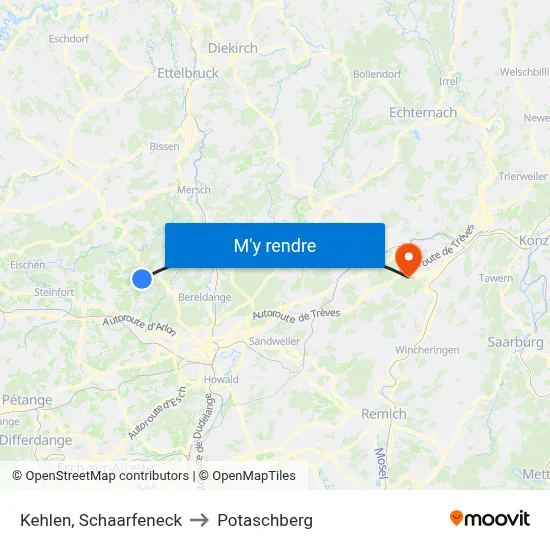 Kehlen, Schaarfeneck to Potaschberg map
