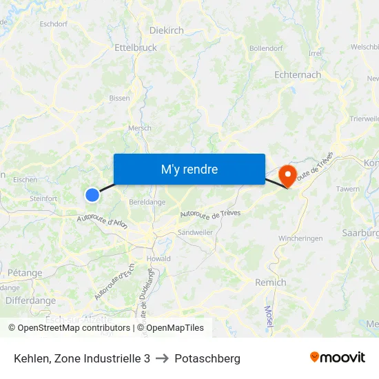 Kehlen, Zone Industrielle 3 to Potaschberg map