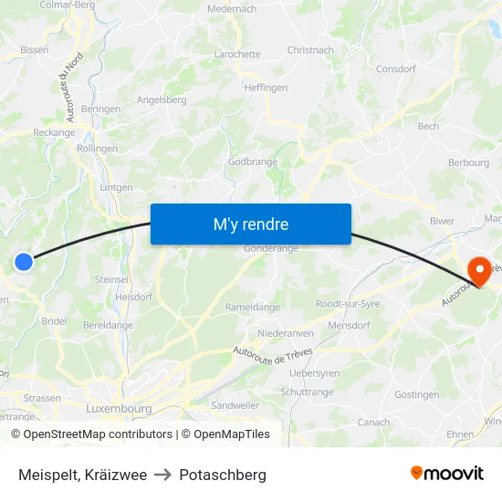 Meispelt, Kräizwee to Potaschberg map