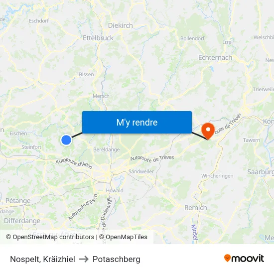 Nospelt, Kräizhiel to Potaschberg map