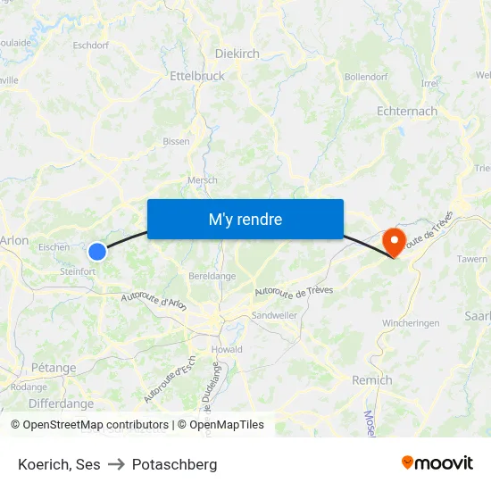 Koerich, Ses to Potaschberg map